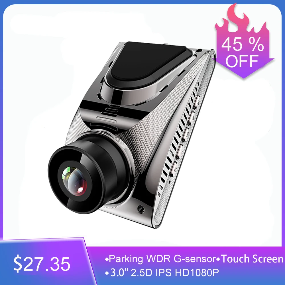 Dash Cam Full HD 1080P автомобильная камера Dashcam Вертикальная 3,0 дюймов ips сенсорный экран Автомобильный видеорегистратор с функцией ночного видения регистратор g-сенсор парковка WDR