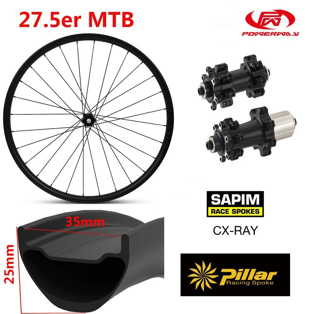 Комплект колес для горного велосипеда ELITEWHEELS 650B Carbon 35 мм ширина 25 глубина 27.5er