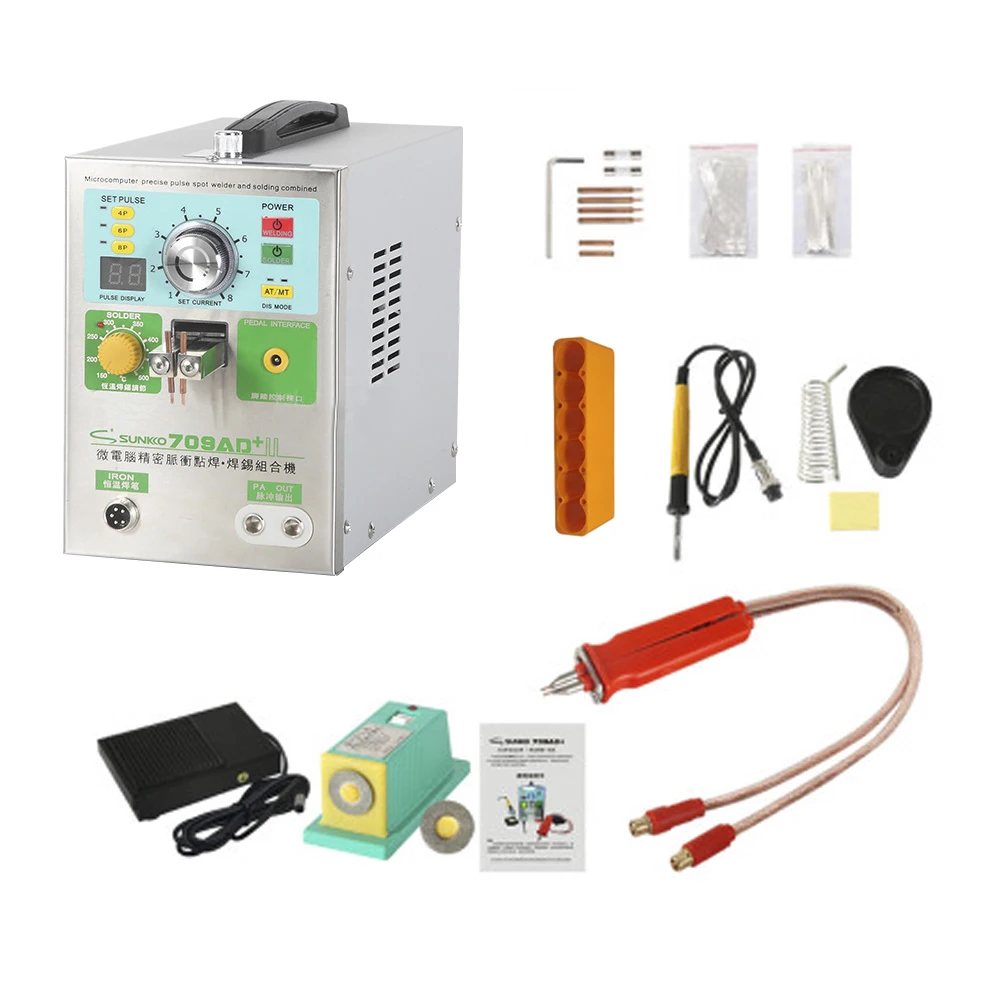 SUNKKO 709AD+ точечный сварщик 3.2KW Автоматическая точечная Импульсная Сварка машина постоянная температура паяльник ручка для литиевой батареи
