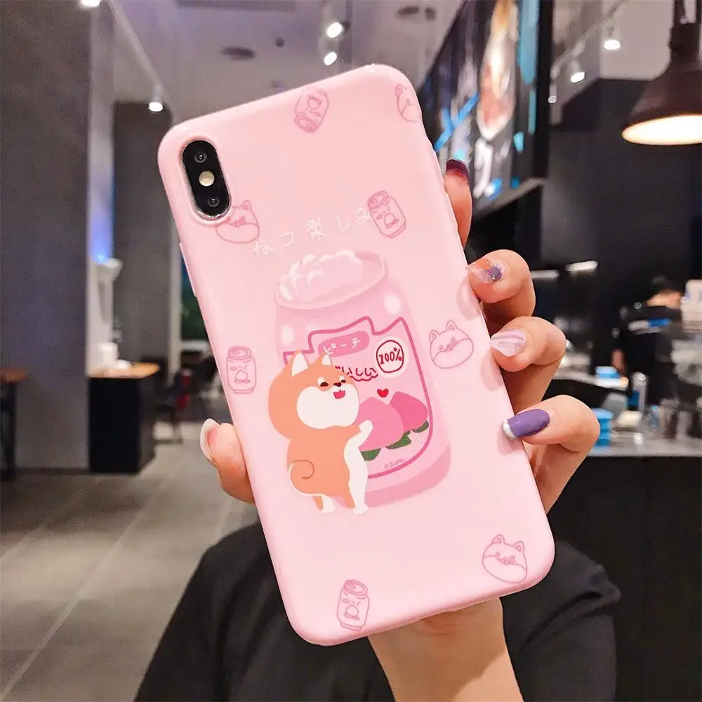 Милый чехол с рисунком собаки Шиба ину для Apple iphone 6 s 7 8 Plus X XR XS Max розовая задняя
