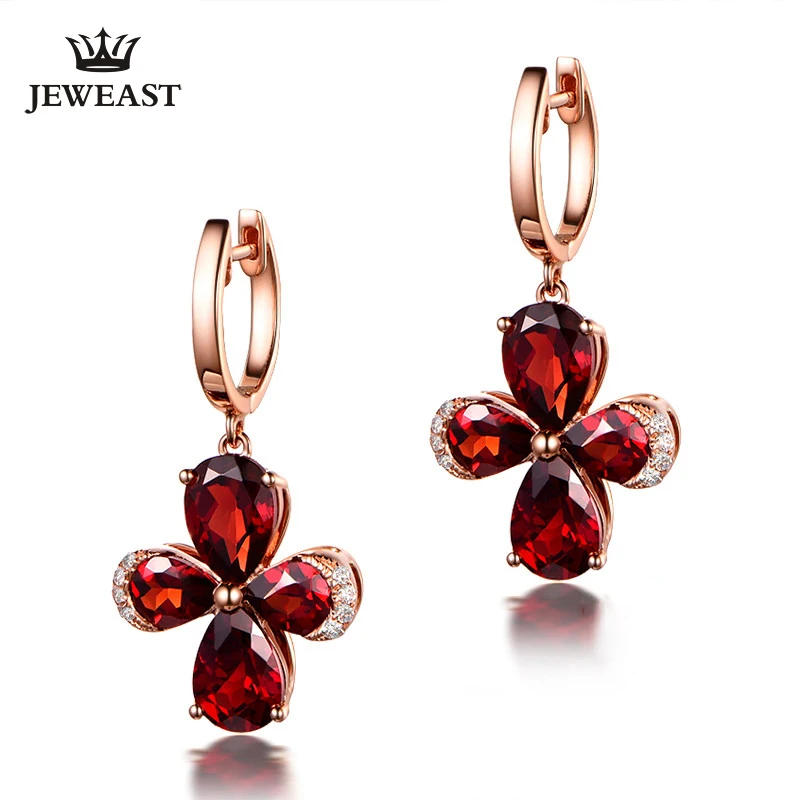 Мл натуральный гранат 18 К чисто золотые серьги настоящее золото AU 750 с