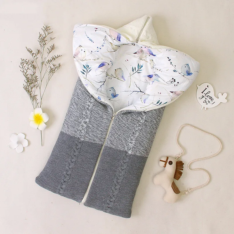Grey Newborn Winter Swaddle Infant Thicken Anti-kick Sleeping Bag Baby Autumn Winter Envelope Zipper Sleeping Bag Kids Blanket Quilt - Цвет: Grey