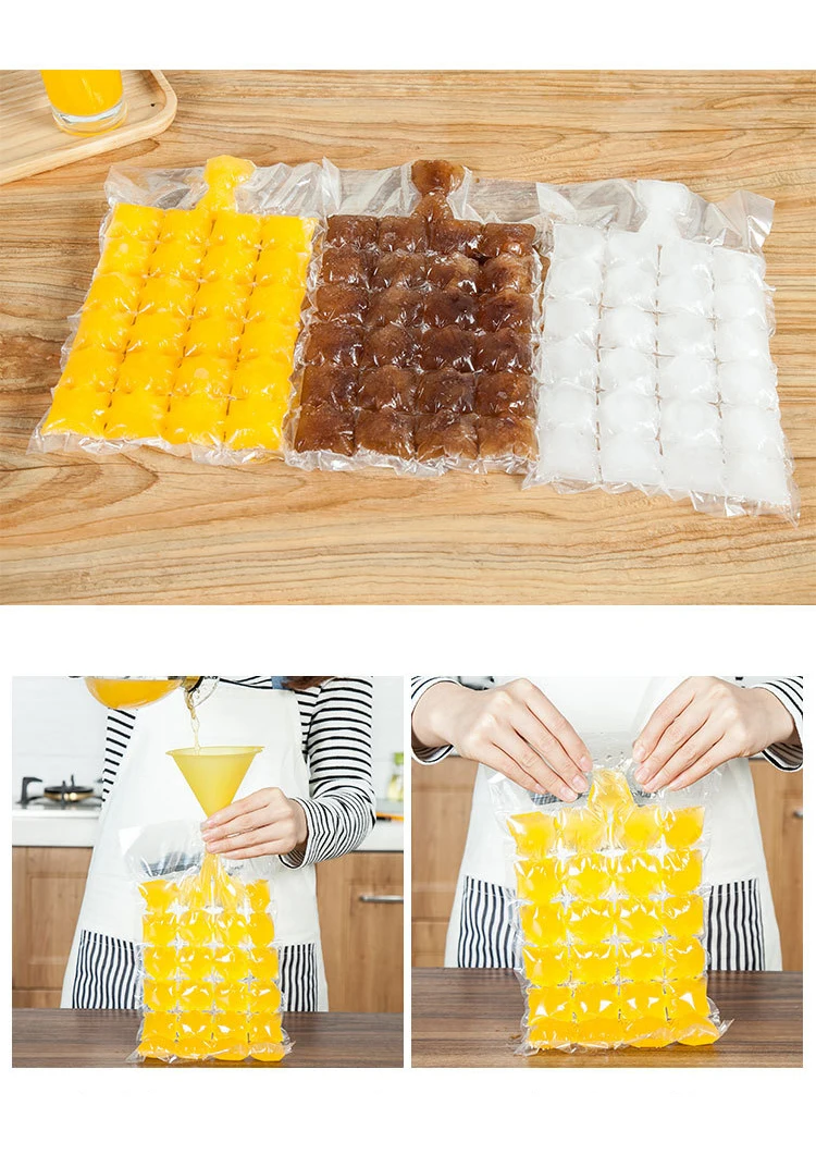 

10PCs/Set Portable Disposable ice packs Ice Tray Ice cube bags Mold Self-sealing DIY 30*19cm