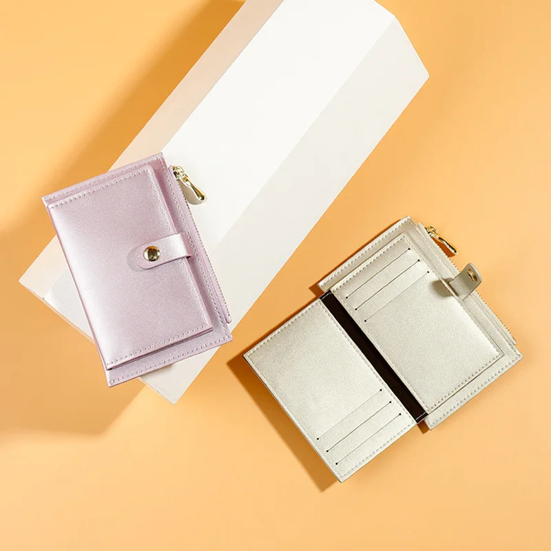 Новинка тонкий женский кошелек золотистого цвета на молнии с держателем для карт