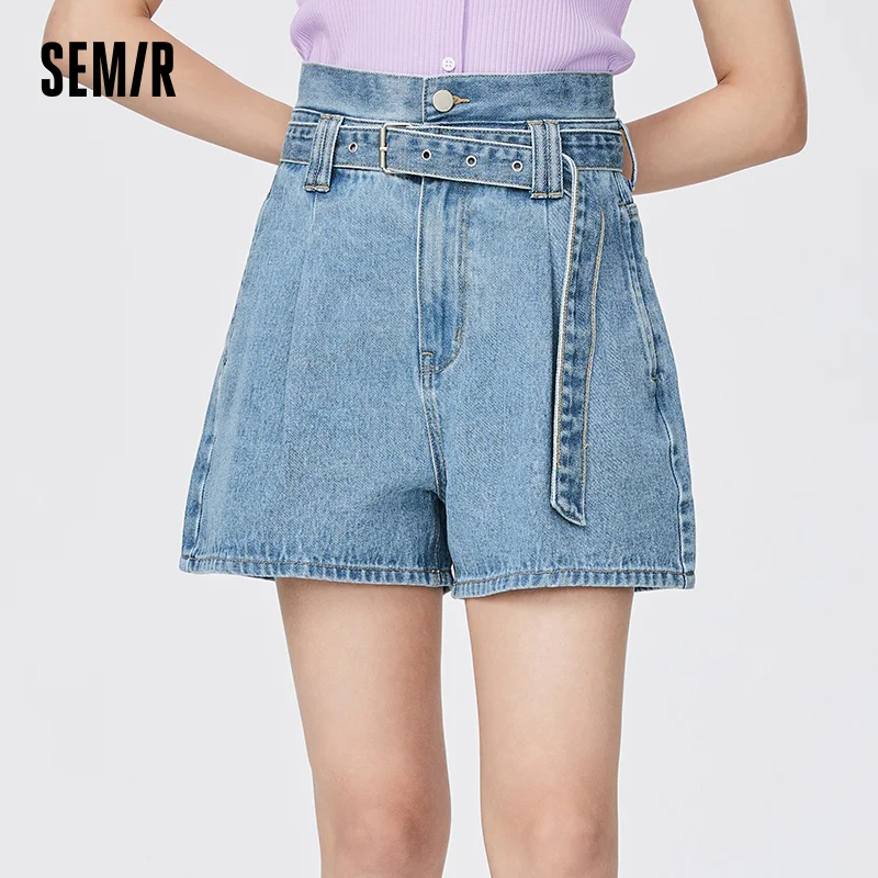 

Женские джинсовые шорты SEMIR, свободные штаны из чистого хлопка, с завышенной талией, штанины выглядят высокими, лето 2021