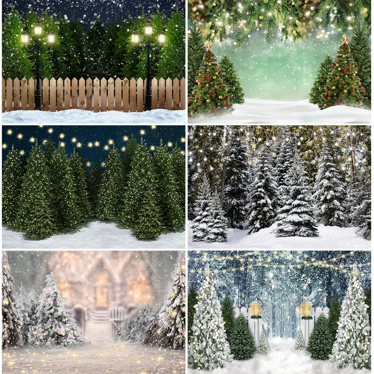 Snowy Forest Tree Background Snowflake Kids Photography Family Winter Photocall Banner Fir Backdrop Props Baby Child Photostudio