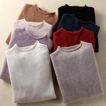 100% Pure Cashmere Sweaters and Pullovers Women Winter Elasticity Soft Warm O-Neck Female Basic 8Colors Standard Jumpers 1