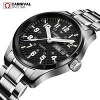 switzerland carnival quartz watch men 316 stainless steel waterproof calendar luminous military men watches reloj hombre montre