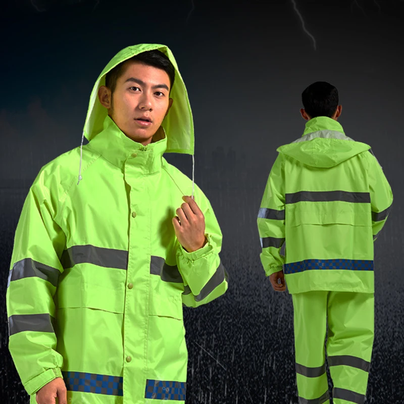 Zipper Adults Raincoat Jacket Suit Pants Thick Cycling Raincoat Unisex Travel Yellow Gabardinas De Hombre Bike Raincoat DL60YY