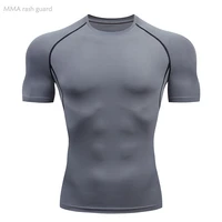 new running t shirt men summer fitness clothing top sports gym compression shirt mma short sleeve grey t shirt tracksuit mens