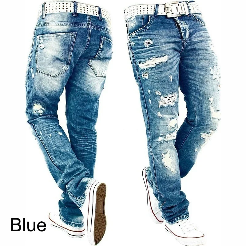 

2C New Fast Selling Fashion Men's Jeans For Foreign Trade custom logo print on product and package from 1pc dropship