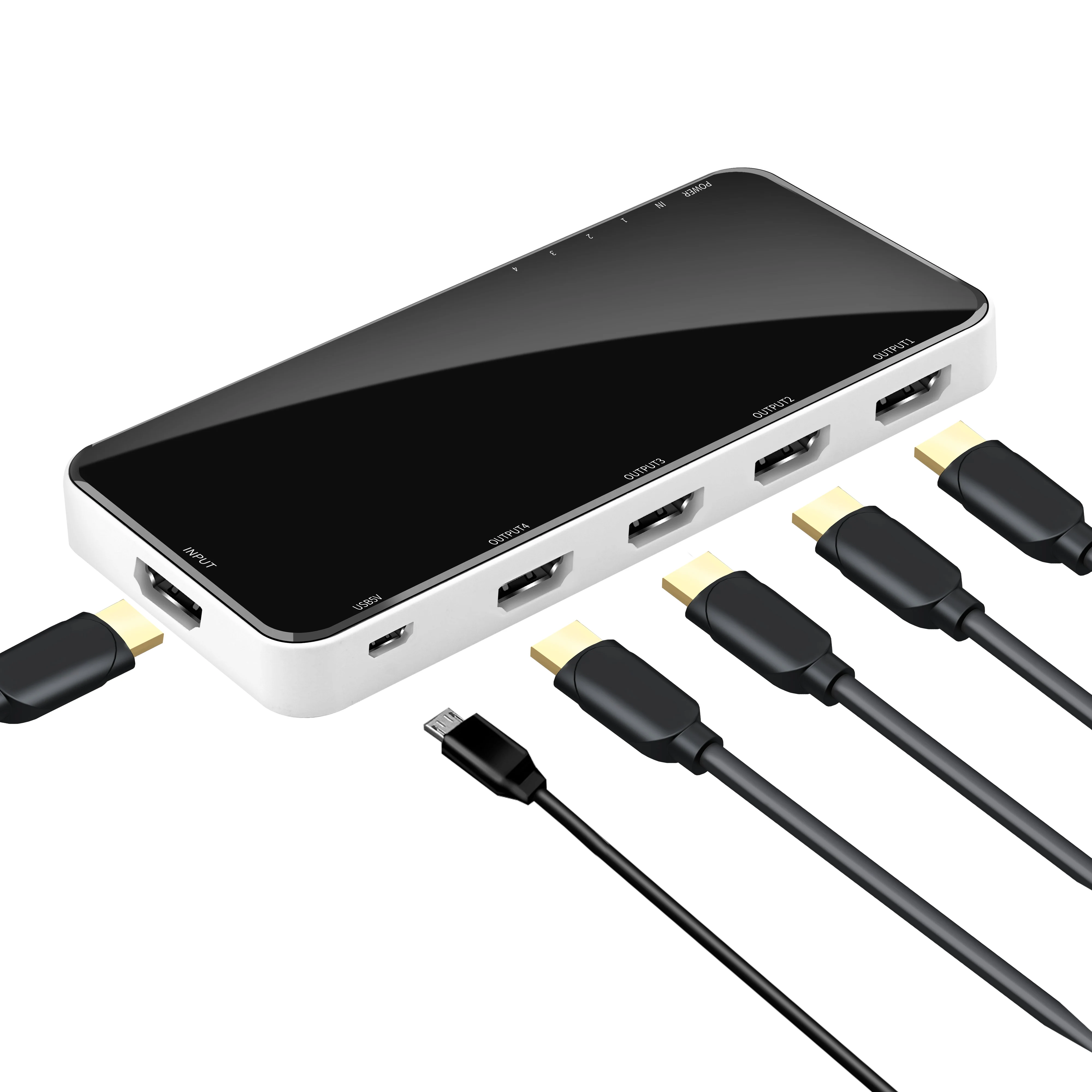 

HDMI1.4B Splitter 1 in 4 Out 3D 4K 1080P HDMI Splitter 1 x 4 HD Distribution Amplifier 3840X2160/60HZ for Xbox PS4 TV Box Xiaomi