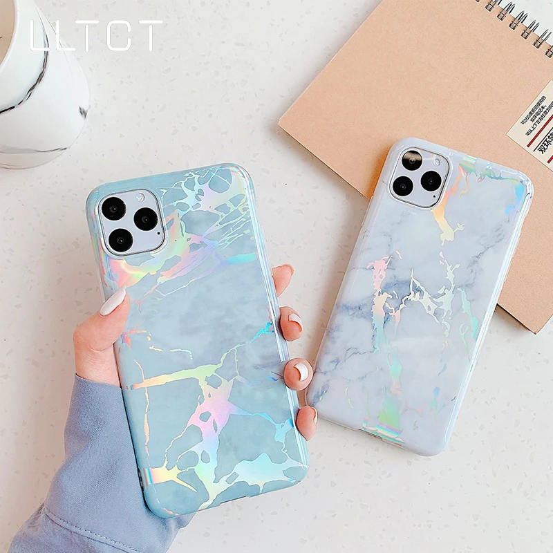 

LLTCT Laser Marble Back Cover For iPhone X XR Xs Max 11 Pro MAX 6 6S 7 8 8Plus SE 2020 Phone Case For iPhone 11 Soft IMD Capa