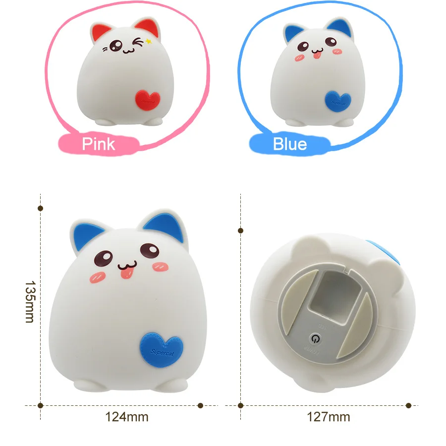 USB Перезаряжаемый светодиодный ночник милый кот Силиконовый мягкий мультфильм