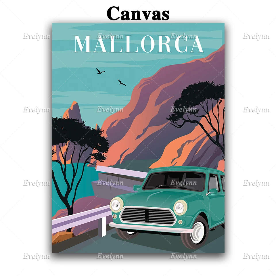 Маджорка Постер для путешествий в ретро-стиле принт на Мальорке домашний декор