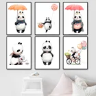 Милая панда шарф воздушный шар Зонт велосипед настенная Картина на холсте скандинавские постеры и принты искусство детской комнаты декор