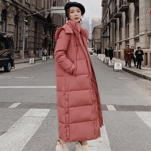 2022 X-Длинная зимняя женская коллекция, женская теплая куртка с капюшоном, женский пуховик, зимние толстые женские парки