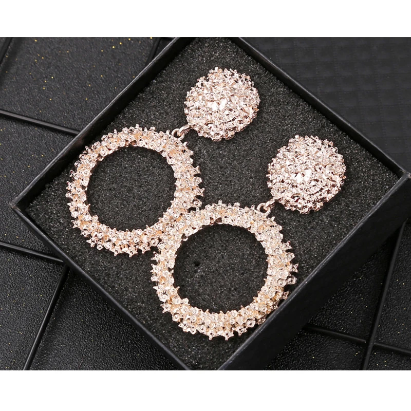 Exaggerated big earrings hot sale Europe and the United States geometric shape Round alloy spray paint plating ear | Украшения и