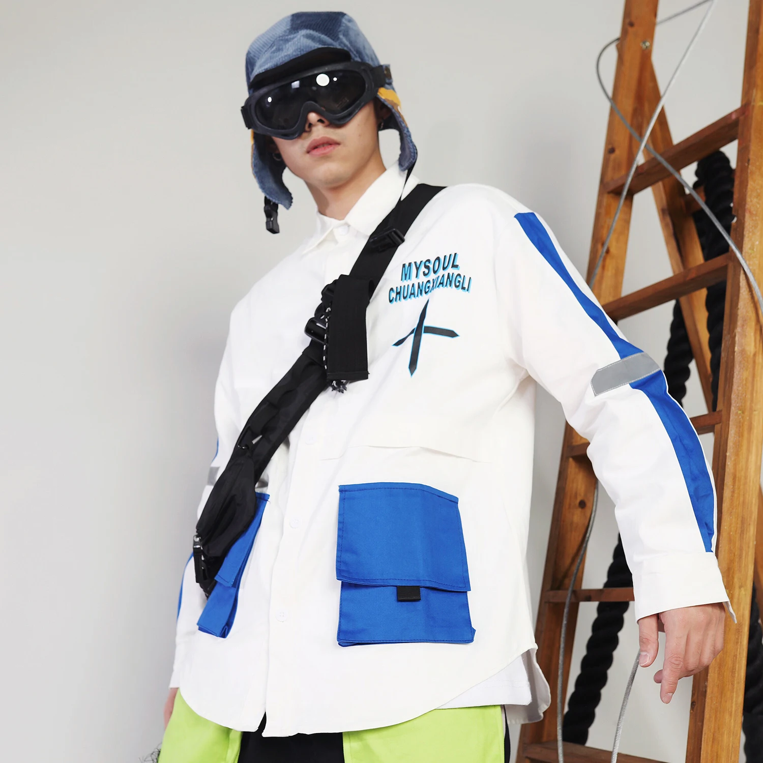 Мужские рубашки с буквенным принтом в стиле хип хоп Повседневная Уличная