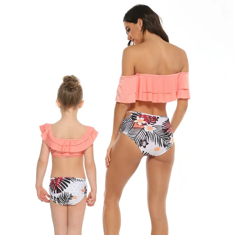 Купальник с открытыми плечами для папы и сына|Сочетающаяся одежда семьи| |