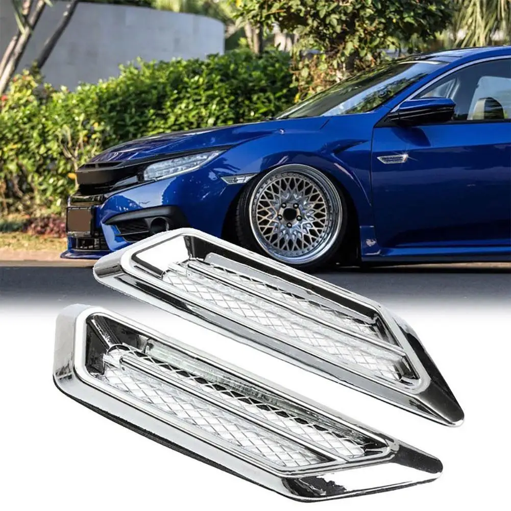 2Pcs Car Vehicle Body Fender Side Air Flow Vent Fake Intake Grille Sticker Decor Interior Accessories Automobiles Boutique | Автомобили и