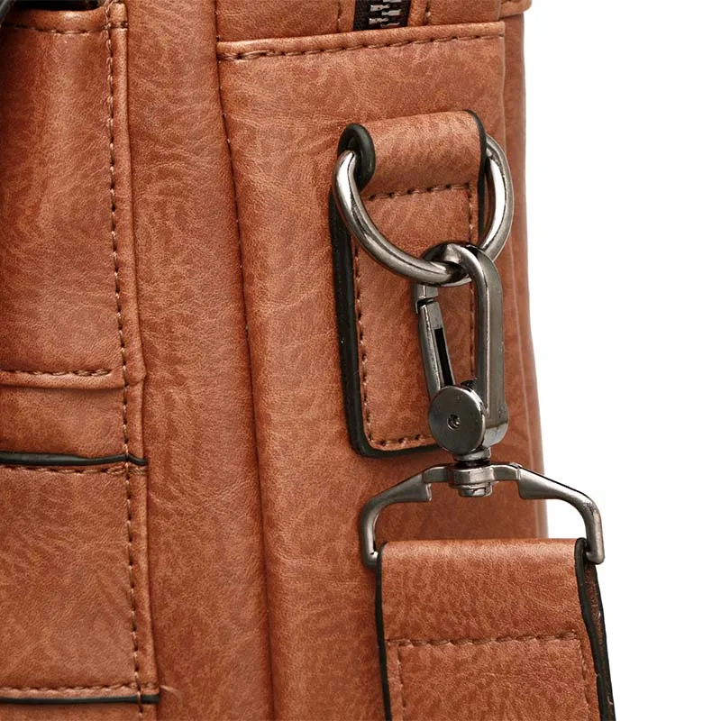 Retro Men PU Leather Black Briefcase Business Men Handbags Male Vintage Shoulder Messenger Bag Men 14inch Large Laptop Handbags