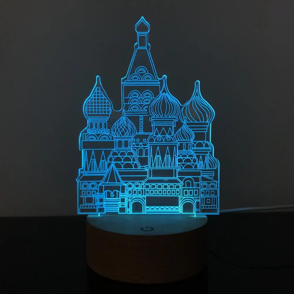 Креативный 3D ночной Светильник с замком деревянный по индивидуальному заказу