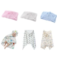 newborn muslin hooded swaddle wrap bath towel baby pure cotton 6 layers gauze receiving blanket for infants boys girls