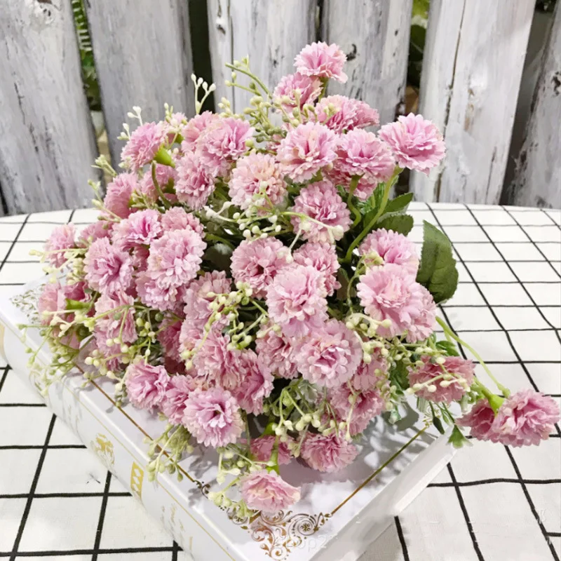 20 цветочных головок 1 букет Маленькие искусственные цветы гвоздики в европейском