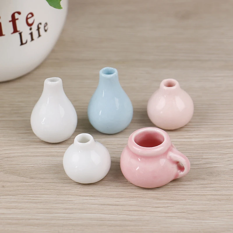 

1:12 Dollhouse Miniature Porcelain Flower Pot Vase Jar Big Belly Vase Model Decor Accessories Home Garden Decor Photography Prop