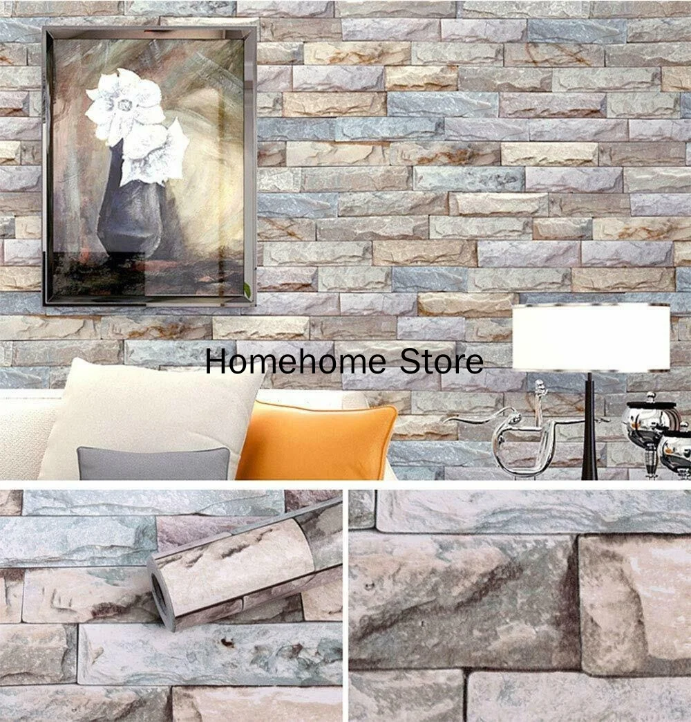 

Vinyl Bright Brick Self Adhesive Wallpaper Peel and Stick Contact Paper DecorWallcoverings For Living Room