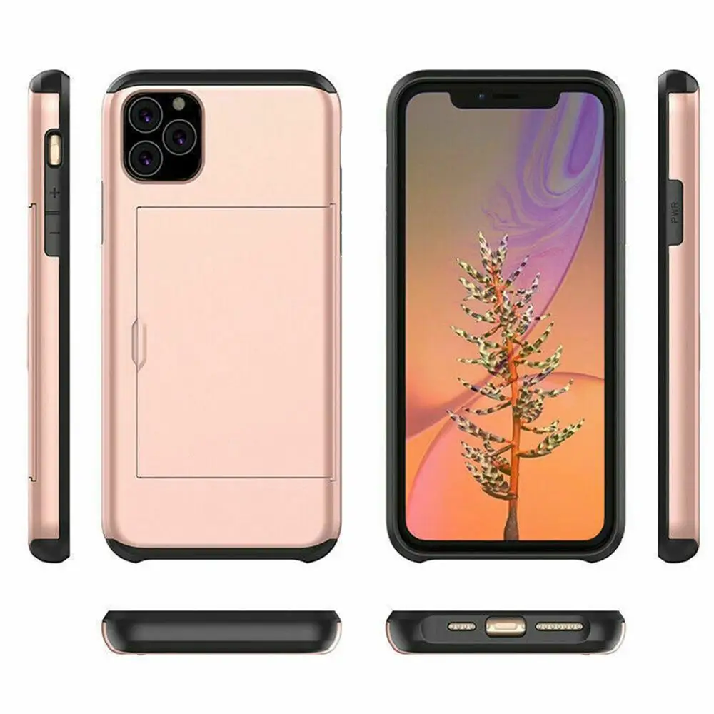 Slide Card Slot Holder Phone Case For 11 Pro Max TPU Back Cover Shockproof phone Protective In Fitted |