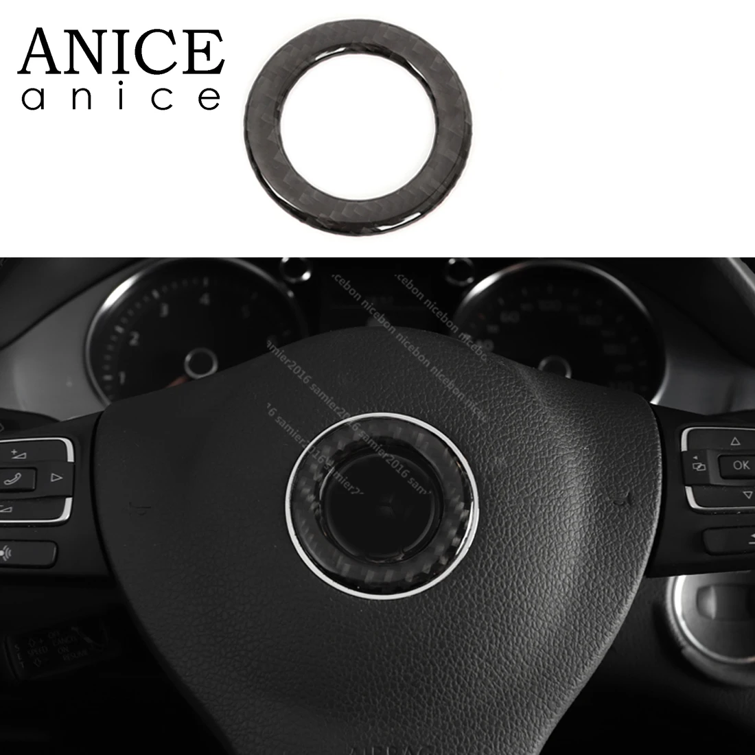 Чехол на руль из углеродного волокна с логотипом подходит для Volkswagen CC 2009 2017 Passat