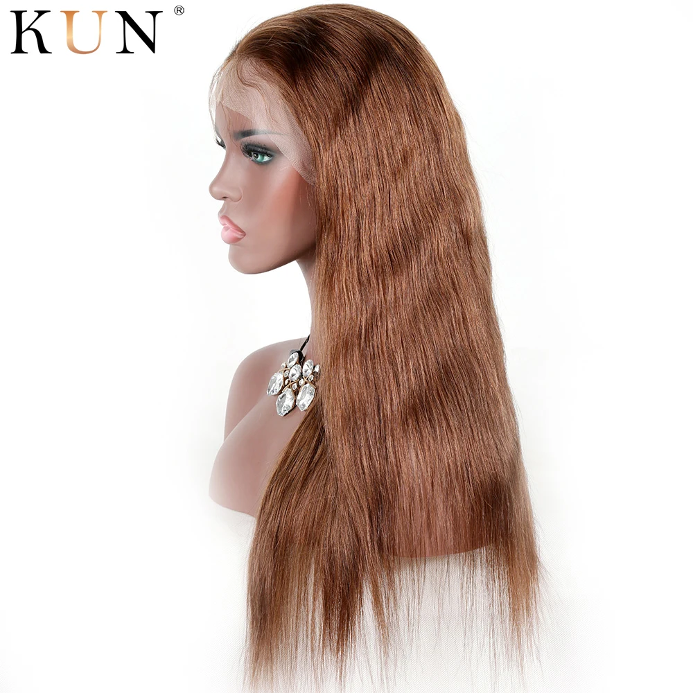 #6 каштановый коричневый прямой Омбре человеческие волосы парик 13x4 13x6 парики