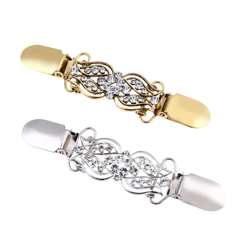 Fashion Sweater Cardigan Clips Keeper Shawl Duck Clip Buckles Clothes Decor Beaded Crystal Pin Brooch Metal Buckle Gifts