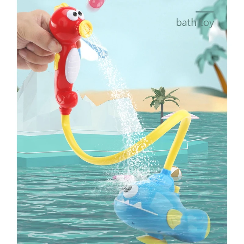 

Baby Playing with Water Bath Toy Boy and Girl Water Spray Cartoon Submarine Electric Shower Bath Toy