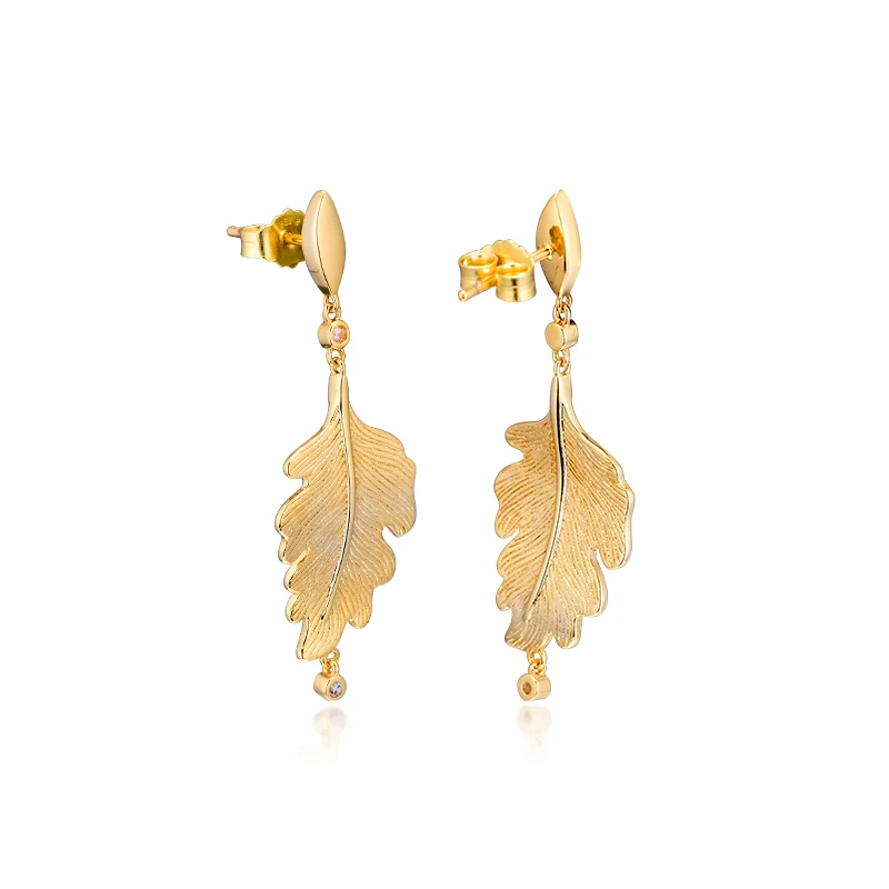 Серьги подвески в виде листьев дуба женские ювелирное изделие из стерлингового