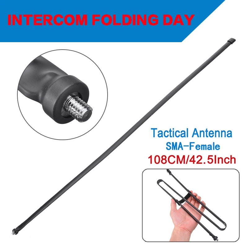Tactical Antenna ABBREE SMA-Female Dual Band VHF UHF 144/430Mhz Foldable For Baofeng UV-5R UV-82 BF-888S Walkie Talkie Parts