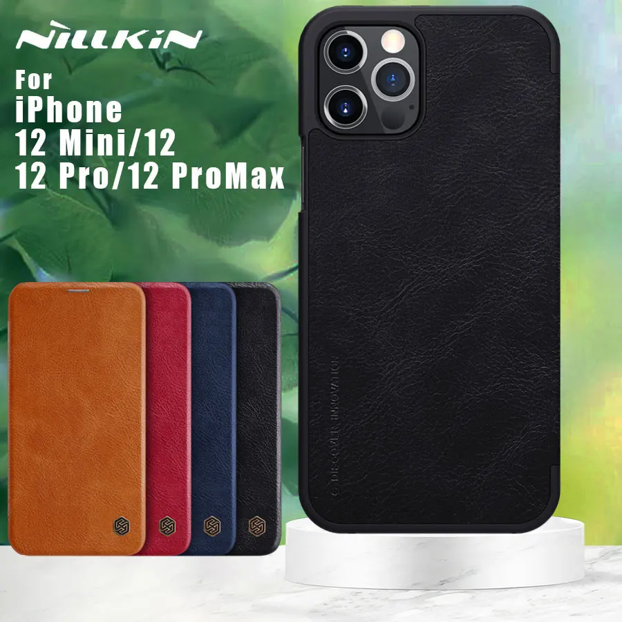 

NILLKIN Qin Case for Apple iPhone 12 Pro Max / 12 Pro / 12 Mini / 12 Case PU Flip Leather Case Card Slot Back Cover Cases