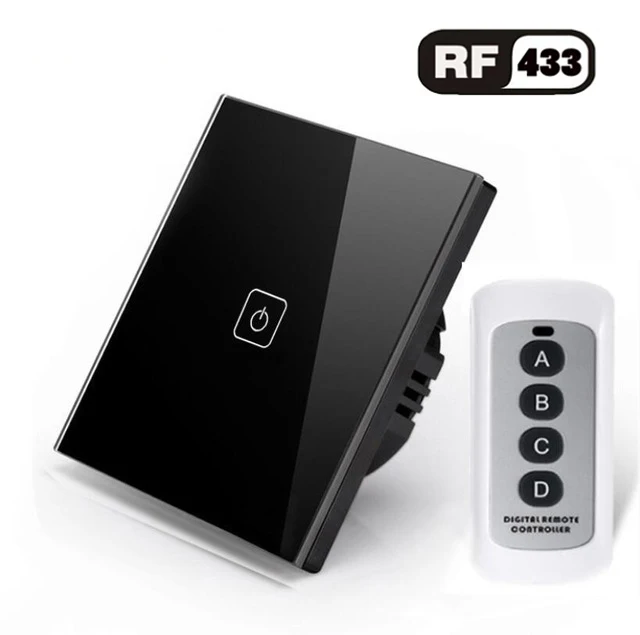 1gang Switch with RC ЕС/Великобритания Стандартный 1/2/3 Беспроводной дистанционного Управление светильник переключатели, система автоматического управления "умный дом" RF433 дистанционного Управление настенный сенсорный переключатель - Цвет: 1gang Switch with RC