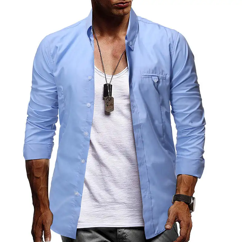 Мужская рубашка с длинным рукавом мужские Модные Повседневные рубашки