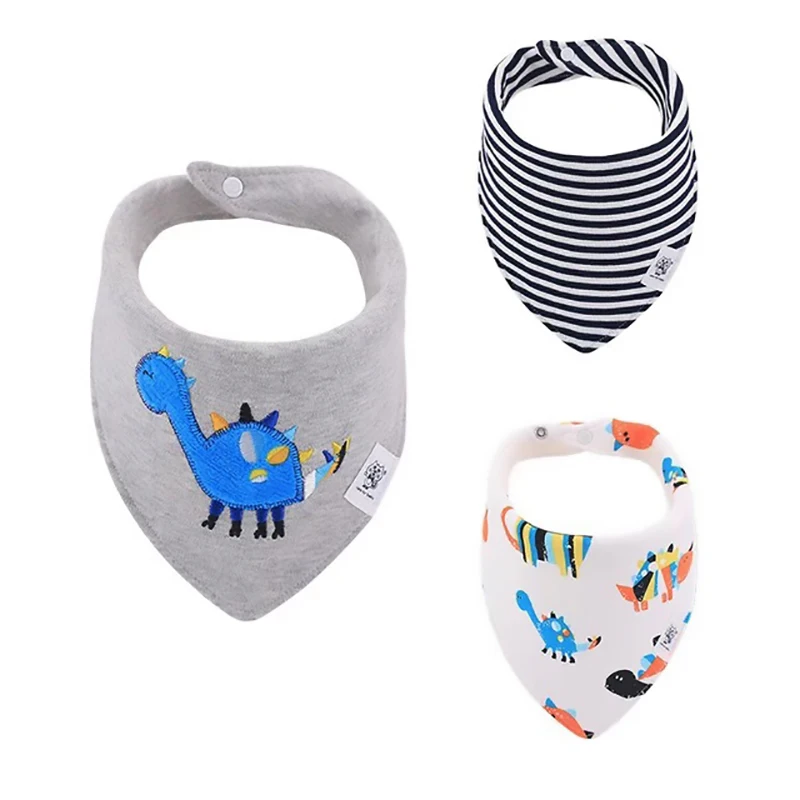 qksj002-13 3-Pack/lot Baby Bibs 100%Cotton Waterproof Cute cartoon print embroidery Saliva Towel Newborn Toddler Infant Boys Girls Stuff - Цвет: qksj002-13