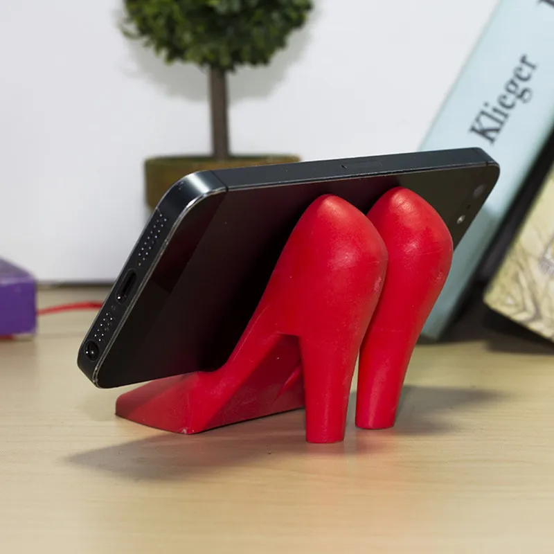 

New 1PC 4Colors High Heels Mobile Phone Holder Stand Mini Silicone High-heeled Shoes Ladies Woman Red White Black Yellow Gift