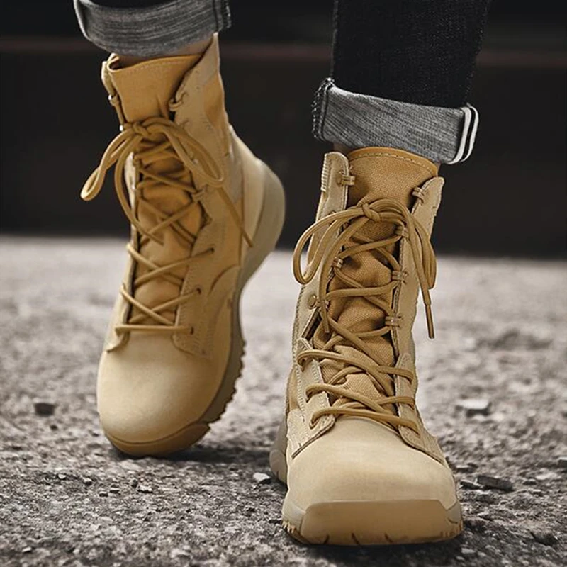 Мужская модная обувь цвета хаки с высоким берцем и ремнем дышащая легкая пляжная