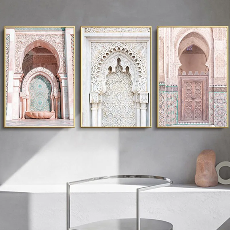 Moroccan Door Wall Art Arabic Calligraphy Canvas Panting Islamic Architecture Poster Print Pictures Boho Decor Gift | Дом и сад