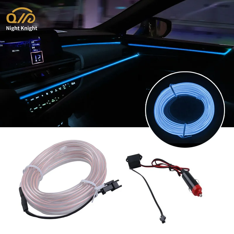 

Night knight Car LED Wire Cold Strip 1M 2M 3M 4M 5M Ice Blue interior Lights Neon Lamp Atmosphere Light