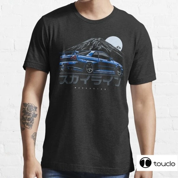

Skyline Gtr R34 Men'S T-Shirt Top Quality Cotton Print Short Sleeve Men T Shirt Casual Theory Mens Tshirt Unisex