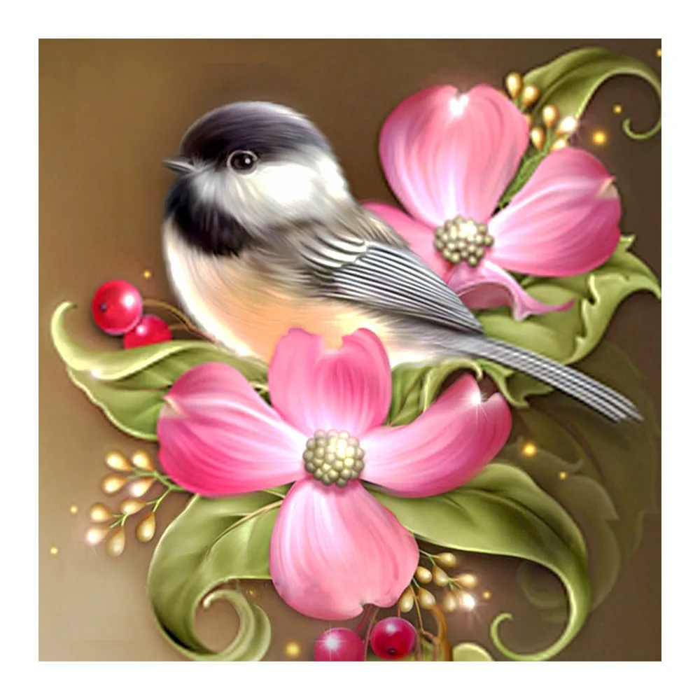 Алмазная живопись с изображением цветов птиц фруктов животных Круглая Мозаика