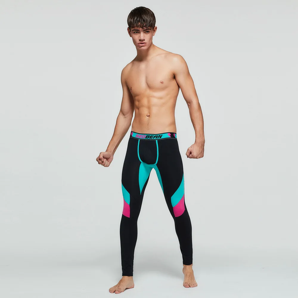 Мужские эластичные Компрессионные Леггинсы для спортзала спортивные