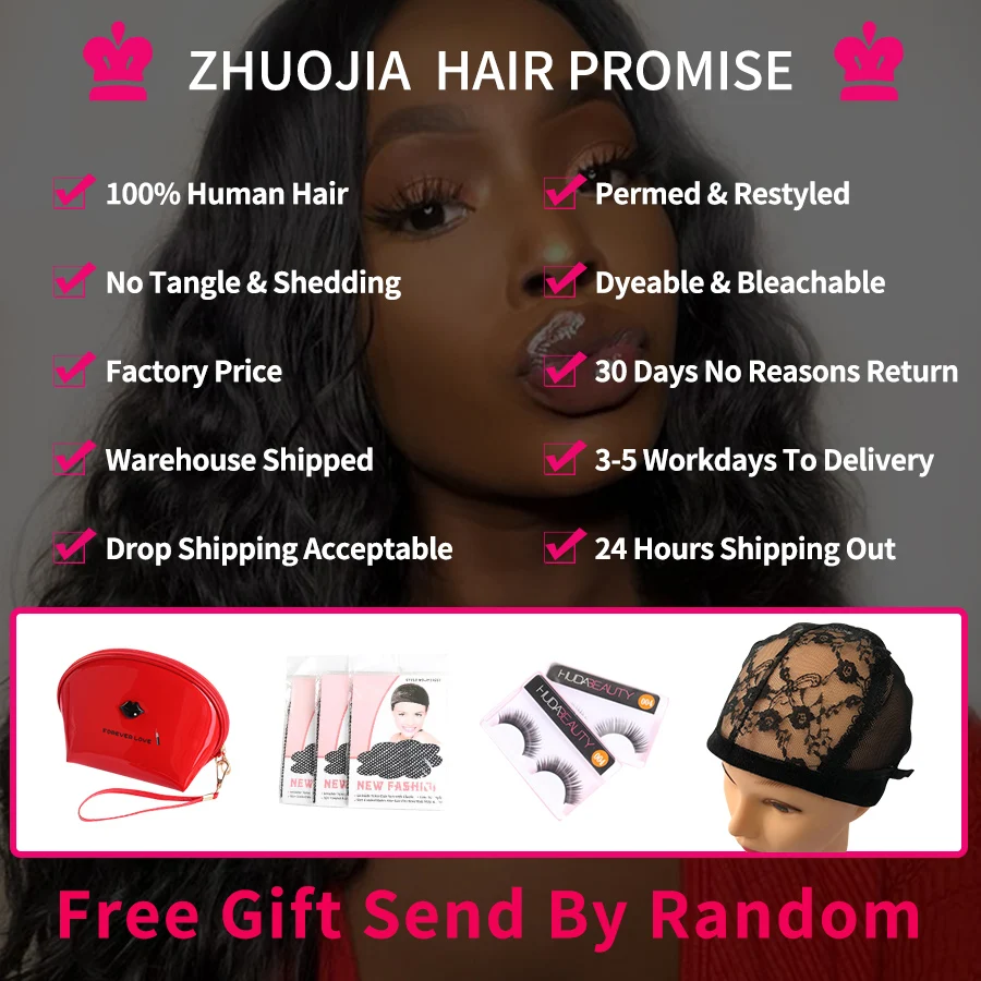 

ZHUO JIA Straight Lace Front Human Hair Wigs Pre Plucked Brazilian Lace Front Wig With Baby Hair 4x4 Closure Wig For Black Women
